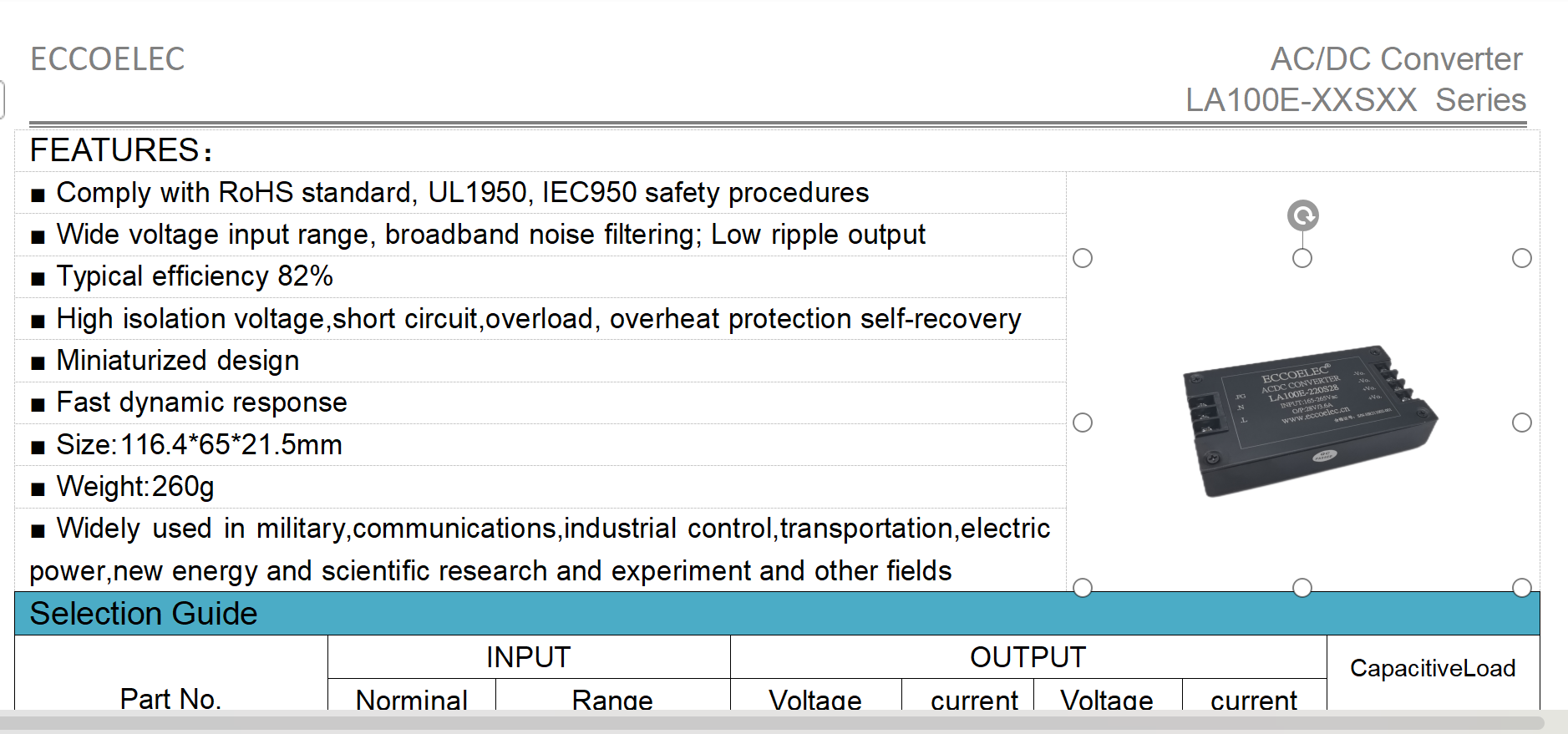 ECCO electronics has updated the new version datasheet